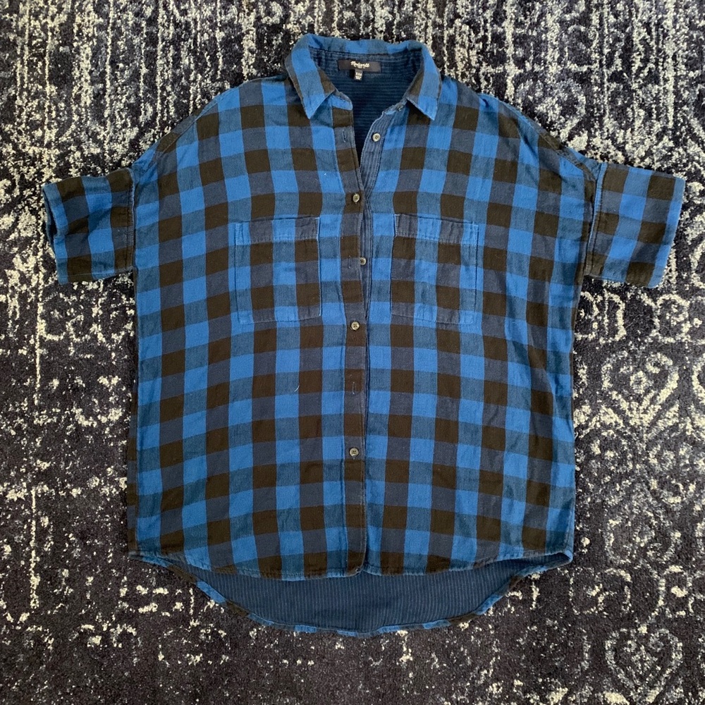 Madewell blue checkered flannel shirt